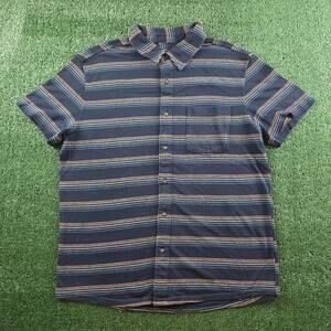 Goodfellow co blue multicolor striped short sleeve button up